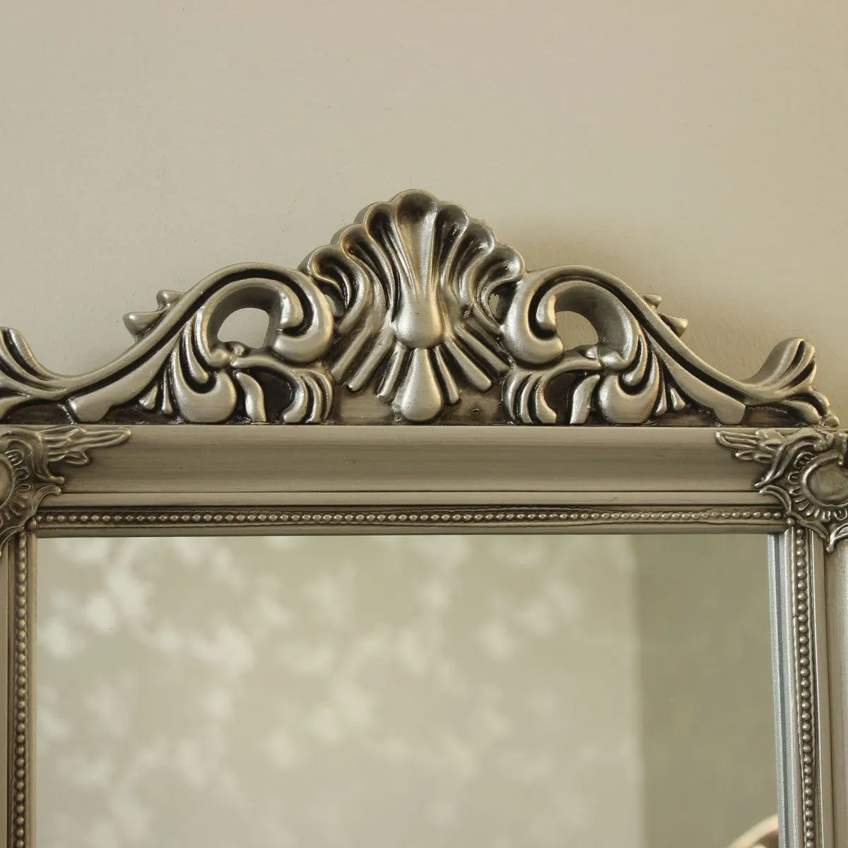 Melody Maison Ornate Silver Dressing Table Triple Mirror in Metallic Silver 2