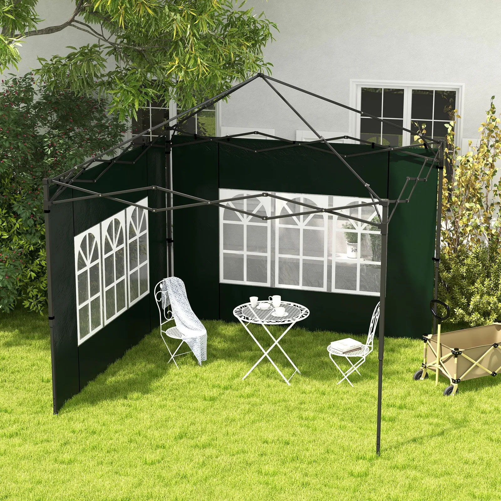 OUTSUNNY Gazebo Side Panels for 3x3(m) or 3x6m Gazebo Canopy, 2 Pack in Green 1