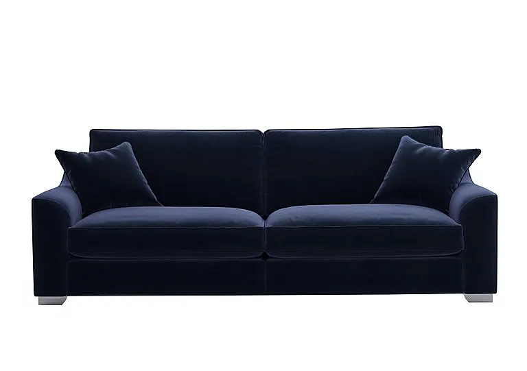 Isobel 4 Seater Fabric Fibre Fill Sofa - Midnight Indigo with Chrome Feet