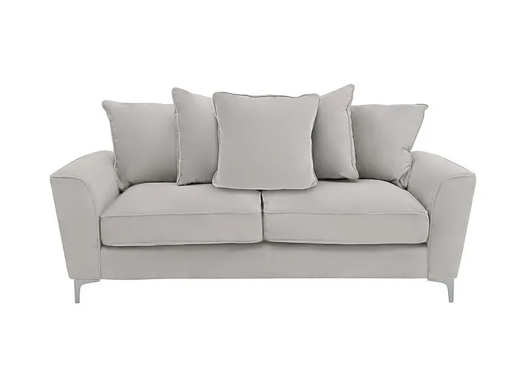 Legend 3 Seater Scatter Back Fabric Sofa with Chrome Feet - Kingston Silver