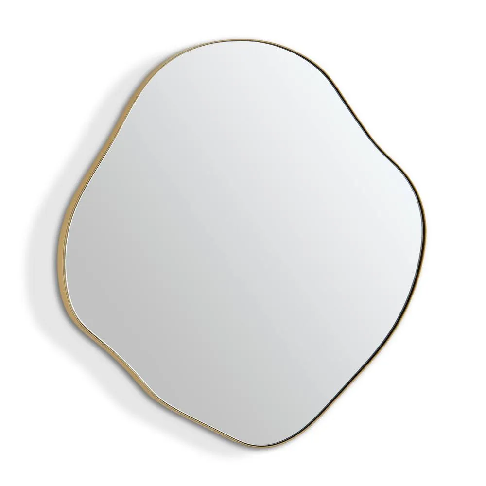 FurnitureboxUK Vita Gold Metal Small 60x60cm Pebble Shape Wall Mirror 4