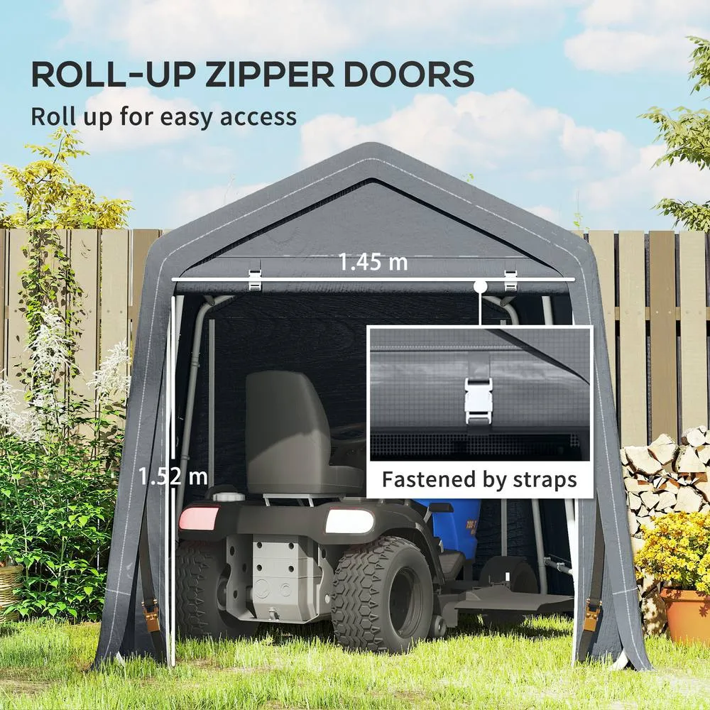 OUTSUNNY Outdoor Garden Storage Shed Waterproof Bike Tent w/ Zipper Doors in Dark Grey 5