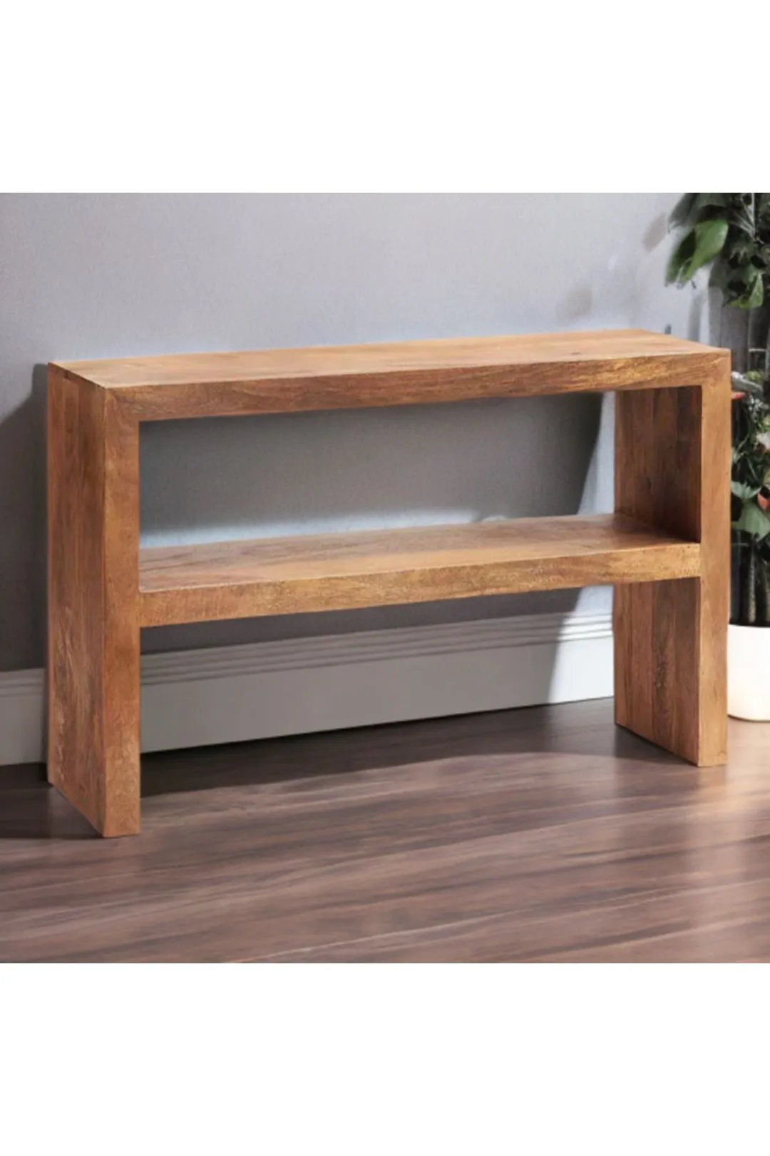 IH Design Duvid Light Mango Console Table with Shelf in Brown 2