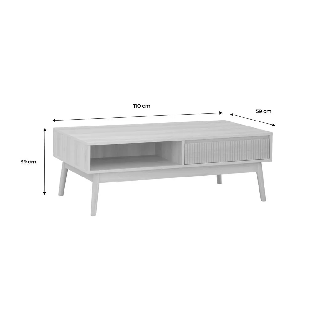 sweeek Grooved Wood Detail Coffee Table in Light Brown 6