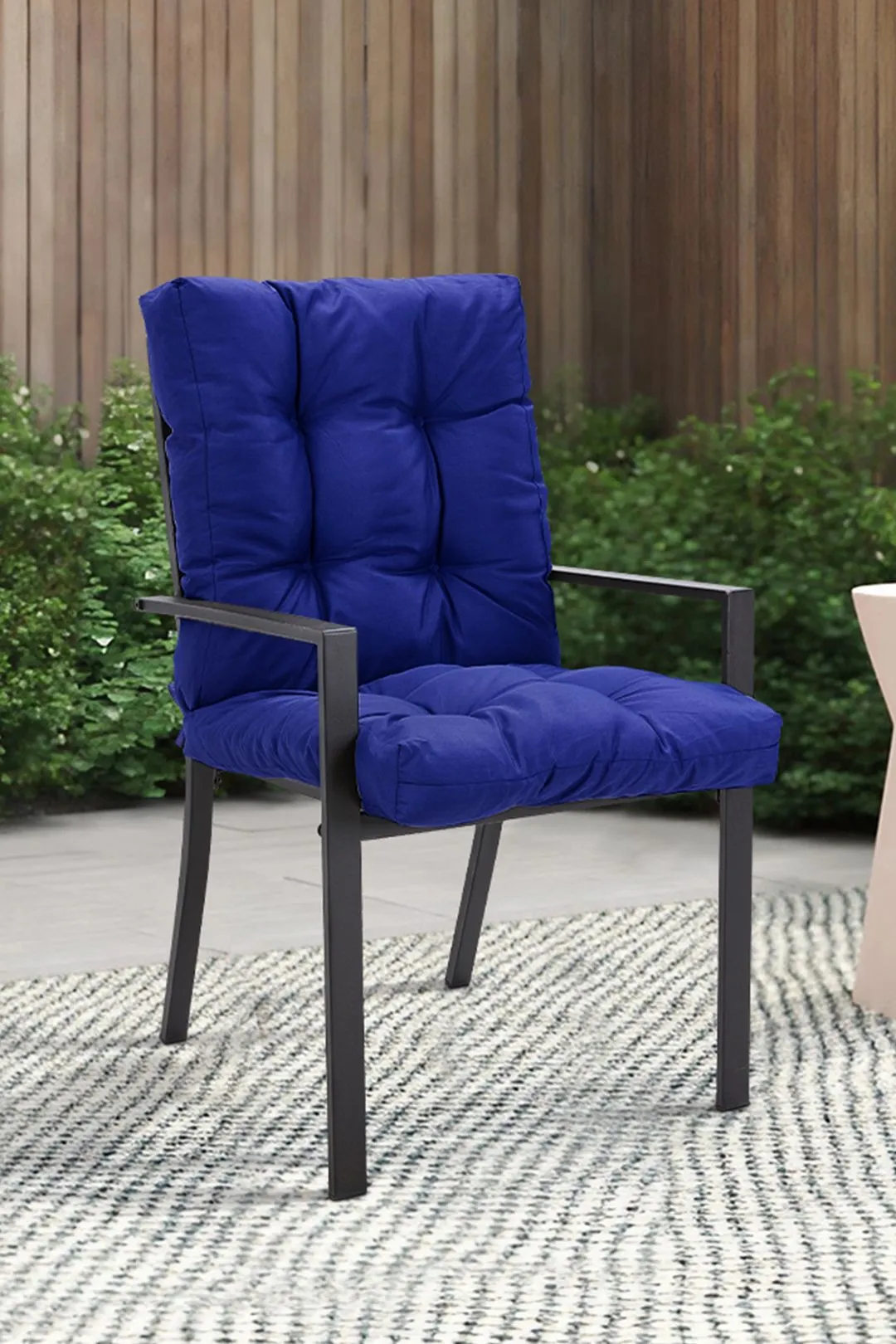 Living and Home 106cm W x 53cm D Short Button Tufted Dining Chair Cushion in Navy