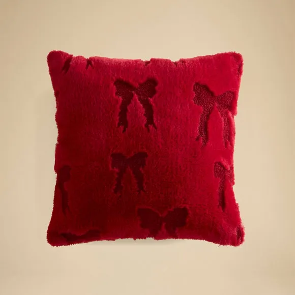 Bows Faux Fur Square Cushion 3