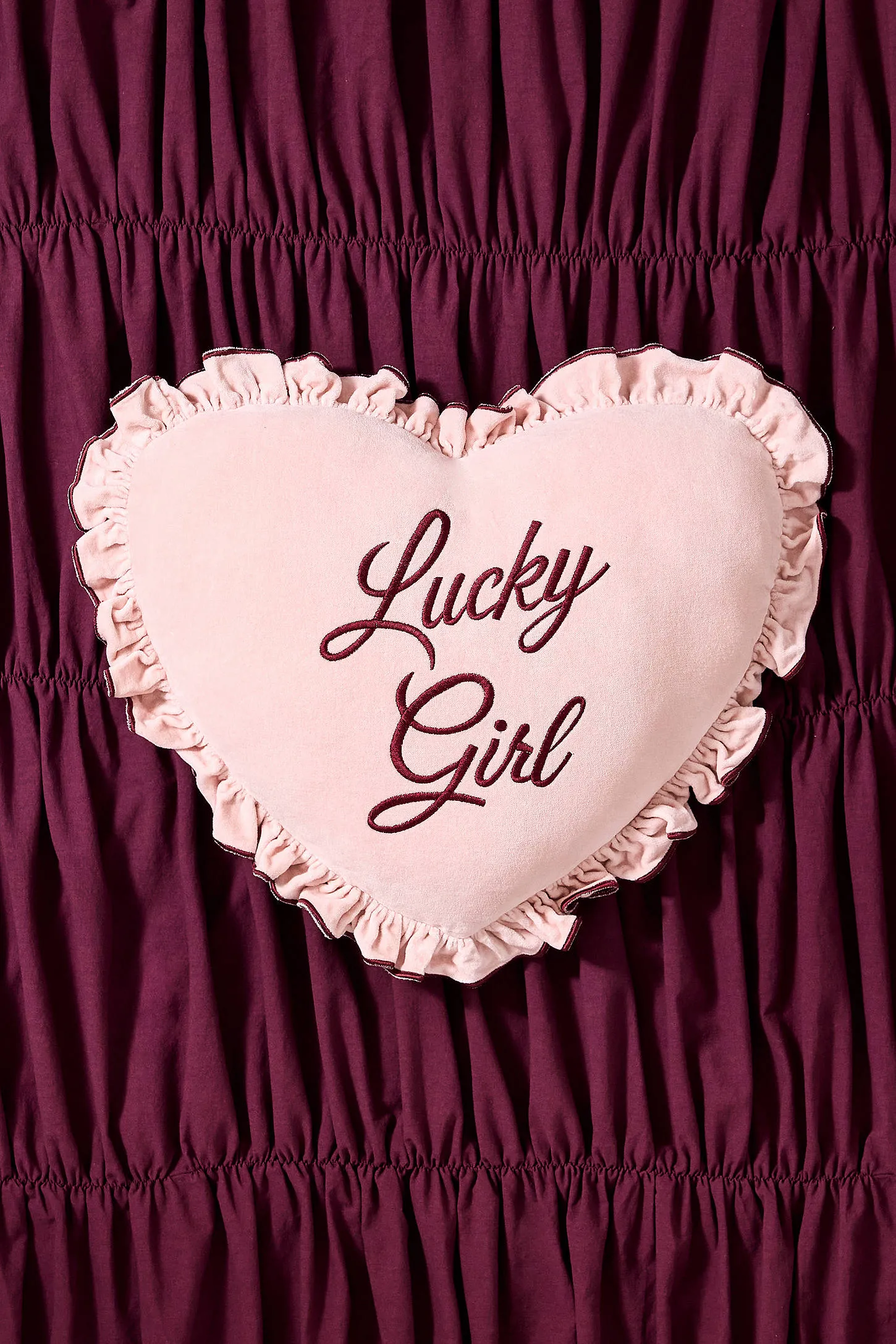 Pink Lucky Girl Heart Cushion - Pink ALL