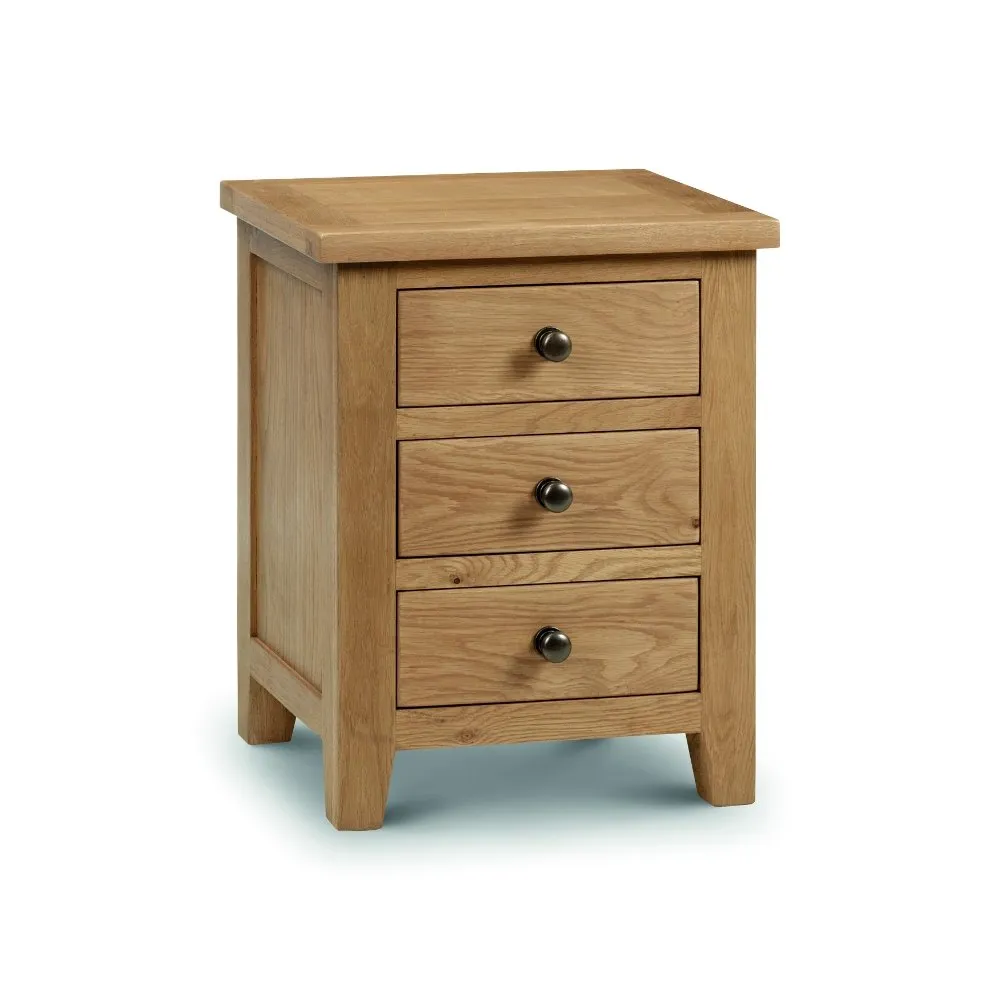 Marlborough - 3 Drawer Bedside Table - Oak - Wooden - Happy Beds 1