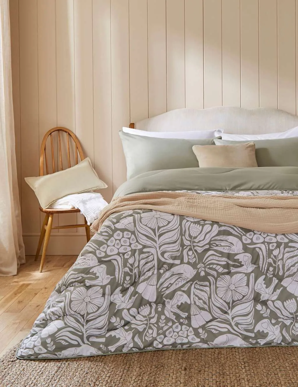 Nightlark Olive Meadow Coverless Duvet & Pillowcase Green Mix