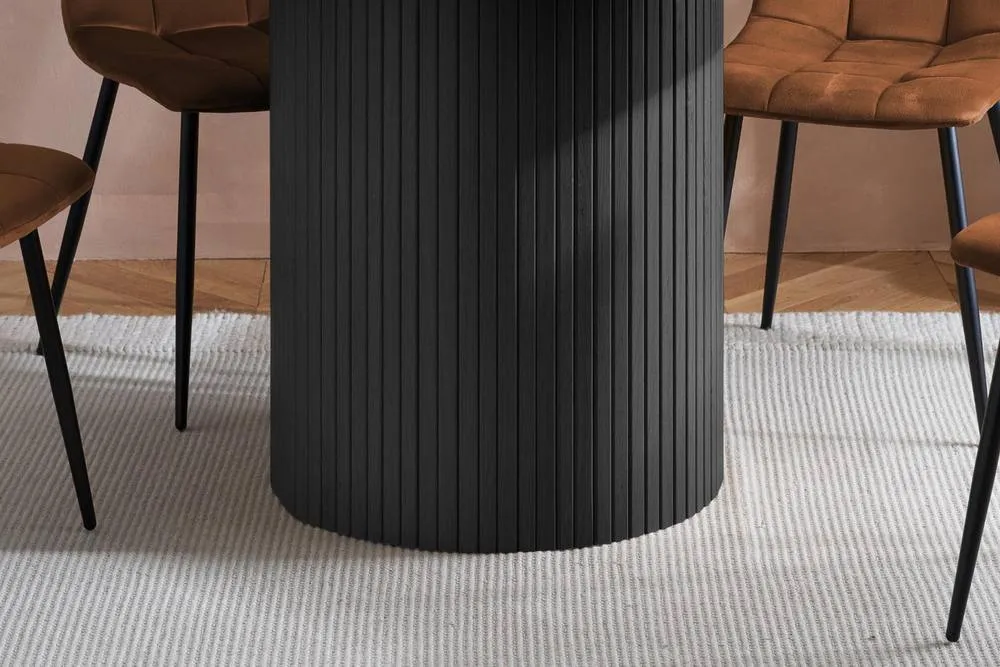 Birlea Axel Round Fluted Dining Set Table with 4 Chairs 4