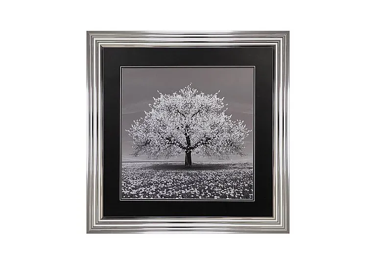 White Cherry Tree Framed Square Wall Art