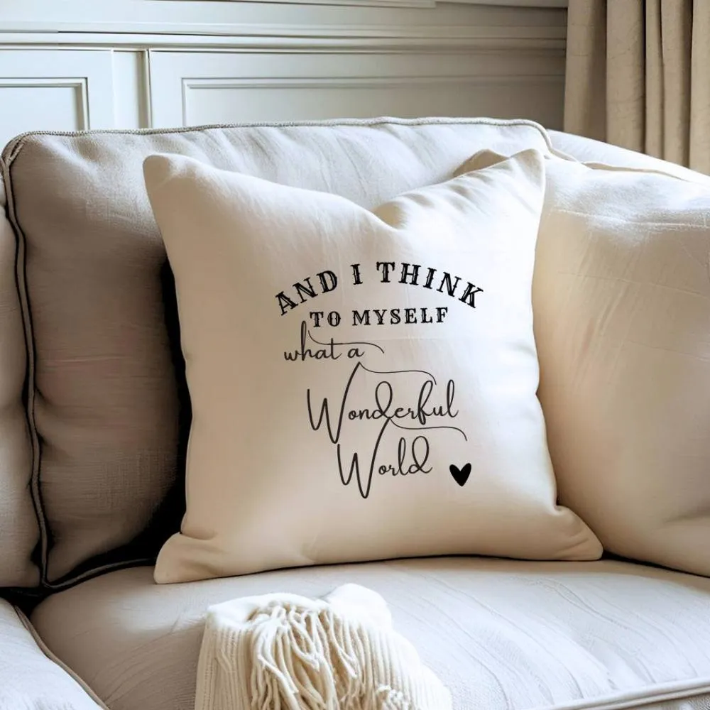 Aye Do Gifts What A Wonderful World Cushion in Cream