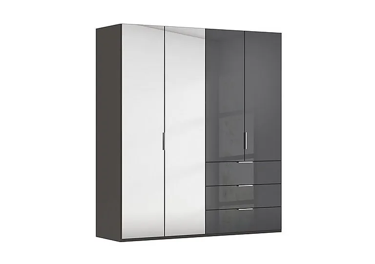Formes 4 Door Bifold Combi Wardrobe with 2 Full-Height Mirror Doors - Graphite/Basalt Front