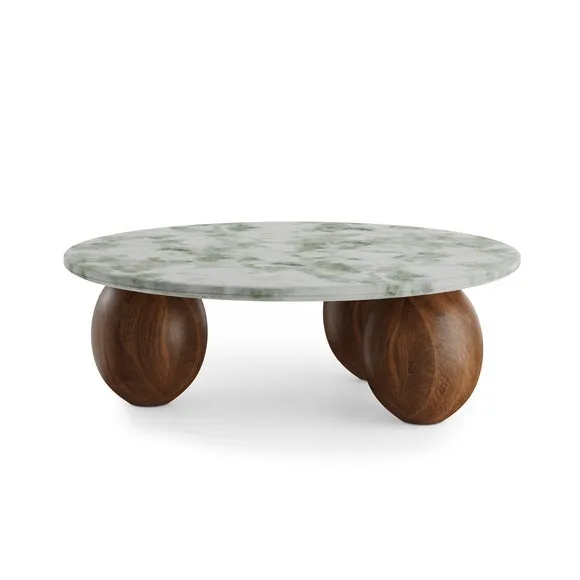 Buffie Coffee Table, Marble and Mango Wood 4