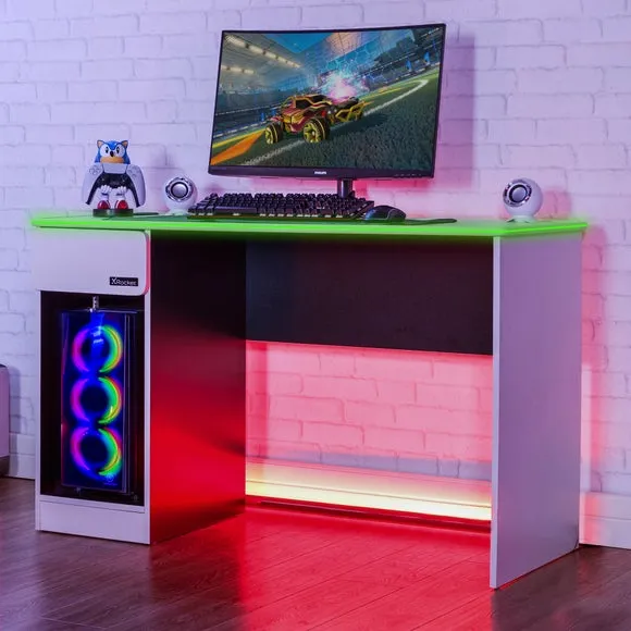 X Rocker Carbon Tek Gaming Desk with Wireless Charging and Neo Fibre LED