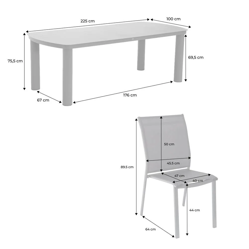 sweeek Aluminium garden table + 8 chairs in Dark Grey 5