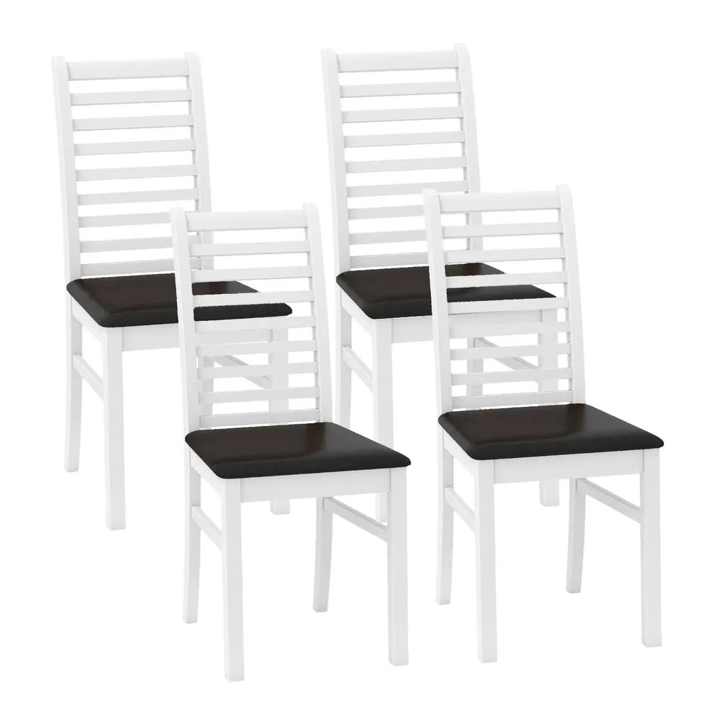 Costway 2PCS Wooden Dining Chair PU Leather Upholstered Kitchen Armless Chairs in White 3