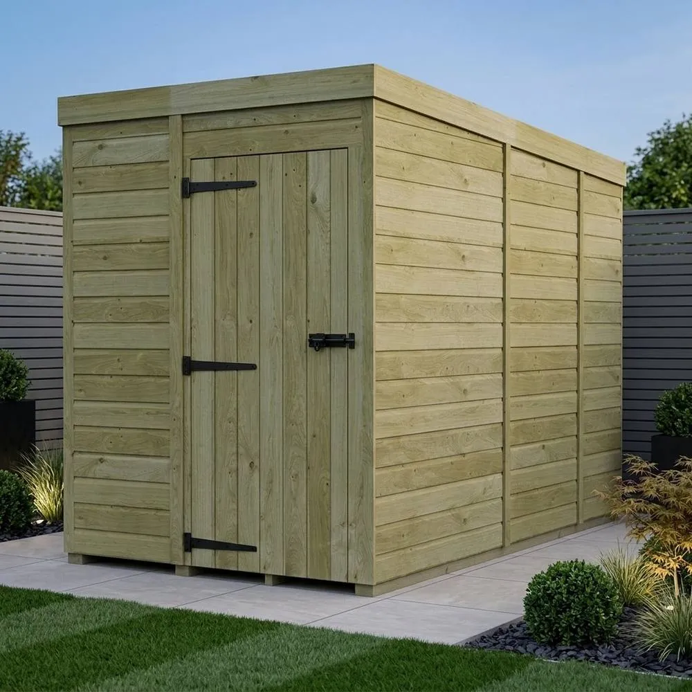 Buttercup Farm 5ft x 9ft Pent Garden Shed Single Door No Windows - Timber in Brown 2
