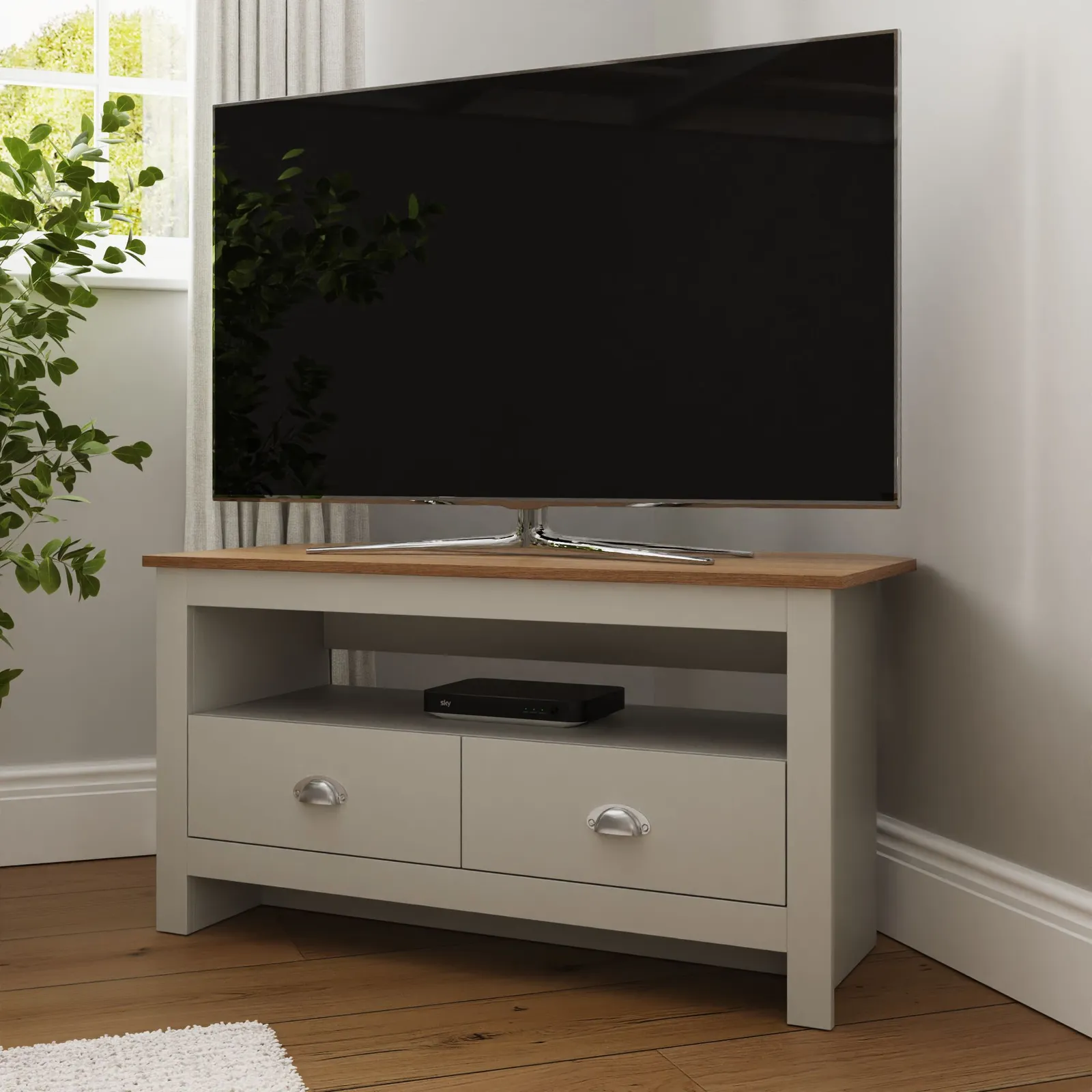 GFW Lancaster Corner TV Unit in Grey 2