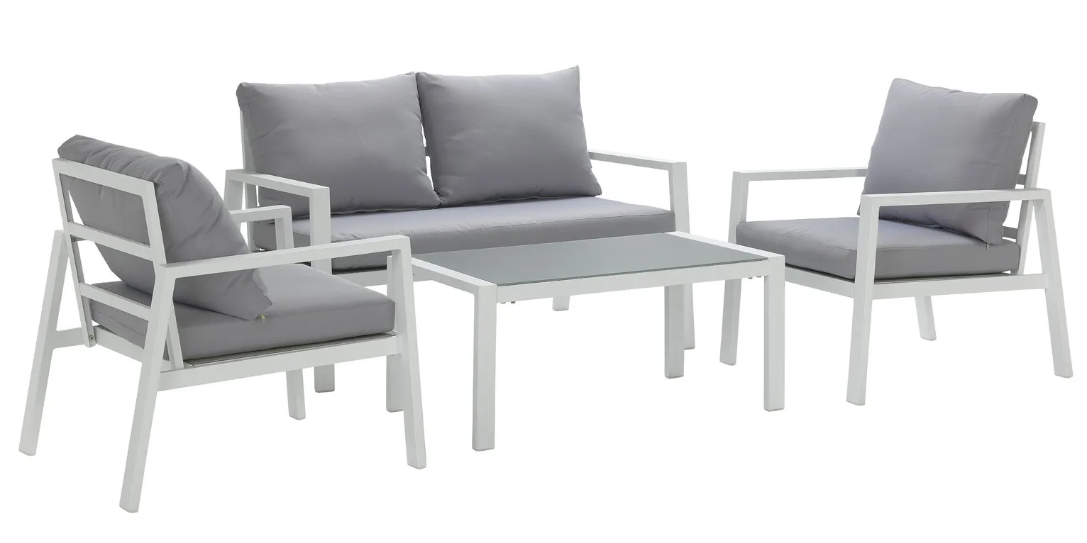 Argos Home Sitges Aluminium 4 Seater Sofa Set - Light Grey