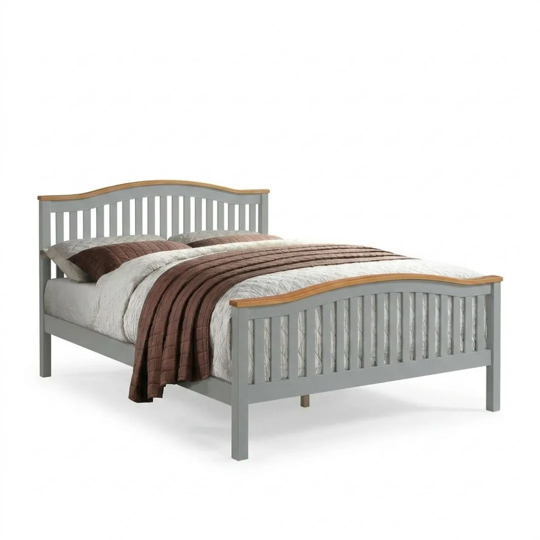 Comfy Living Ltd Solid Wooden Curved Bed Frame in Grey 2