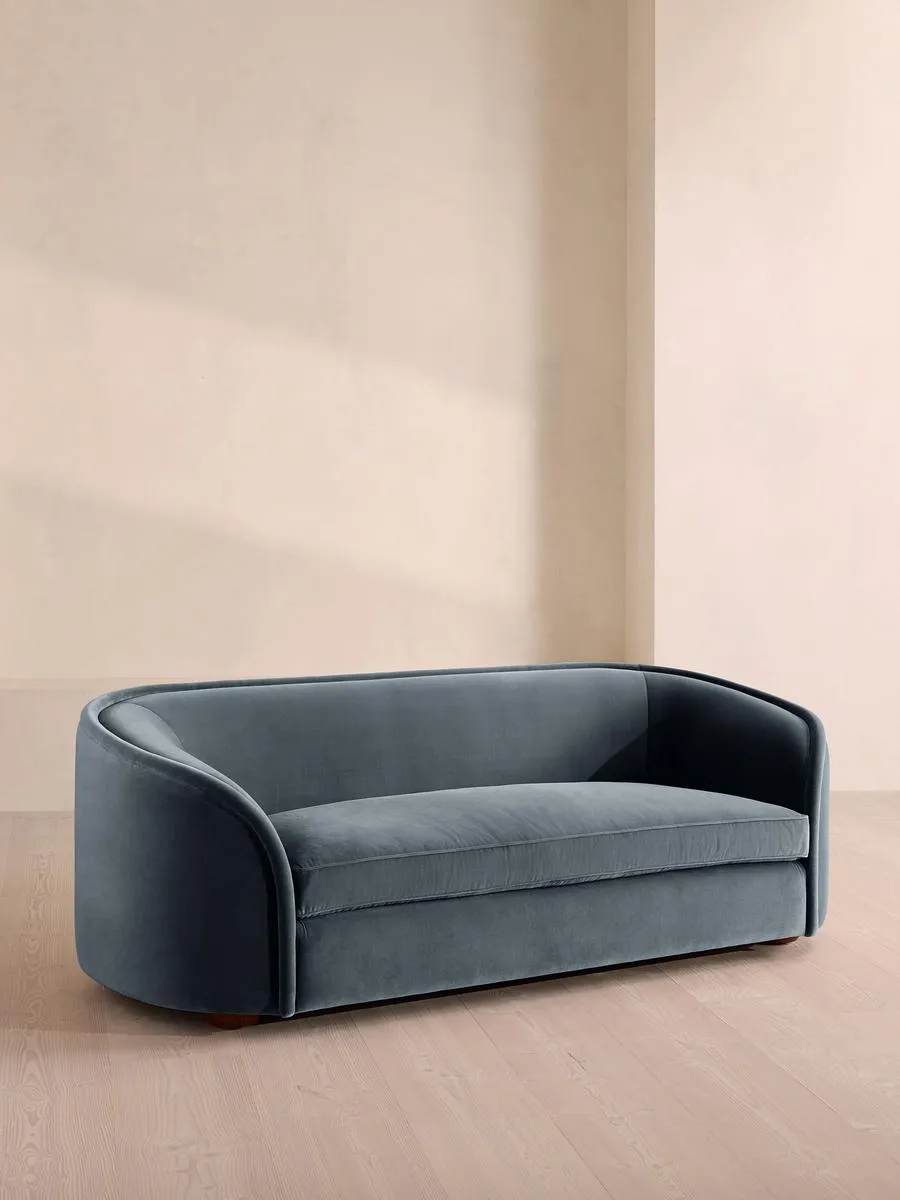 Conall Three Seater Sofa, Velvet, Grey Blue