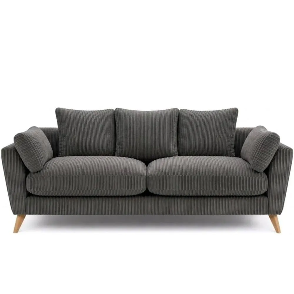 Bliss Furniture Harlow Jumbo Cord 2 Seater Sofa, Modern Tailored Design in Grey