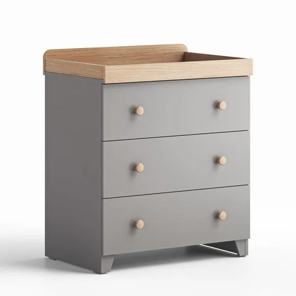 Little Acorns Classic Oak Effect 3 Drawer Chest and Wardrobe Nursery Set 2