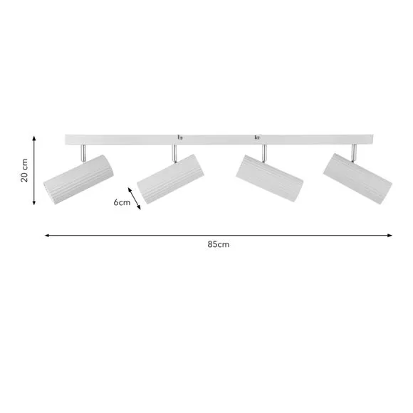 Georgi Industrial Adjustable Ribbed 4 Light Spotlight Bar 6