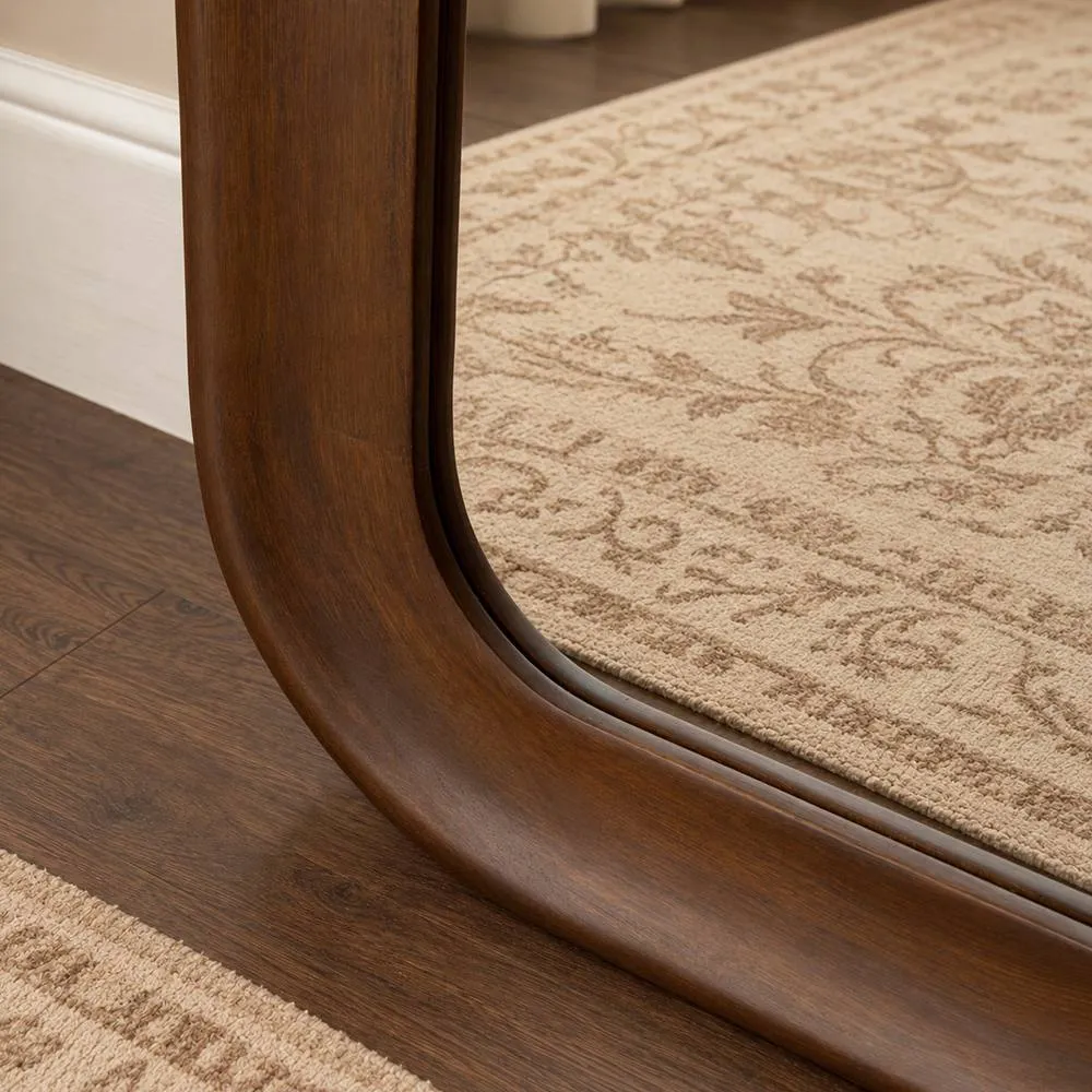Melody Maison Dark Walnut Wood Rectangular Full Length Wall Mirror - 142cm x 50cm in Brown 3