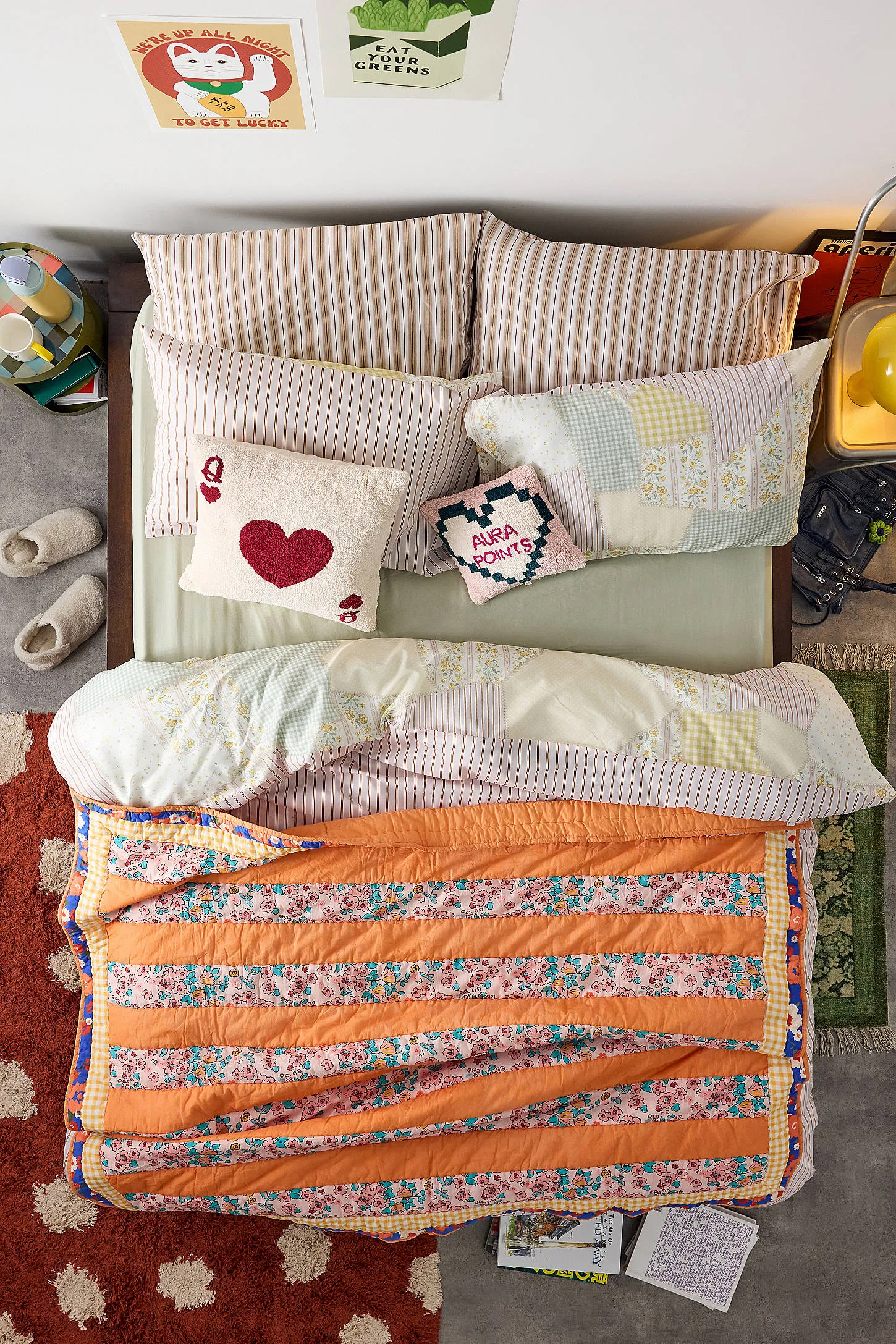 Orange Stripe Quilted Throw