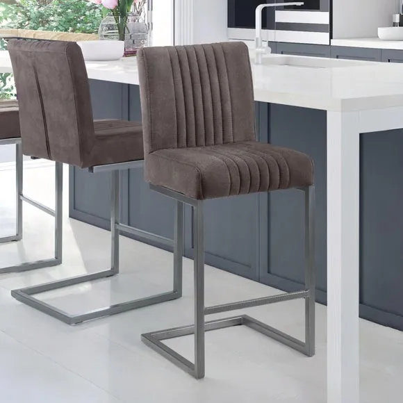 Brooklyn Set of 2 Bar Stools, Suede