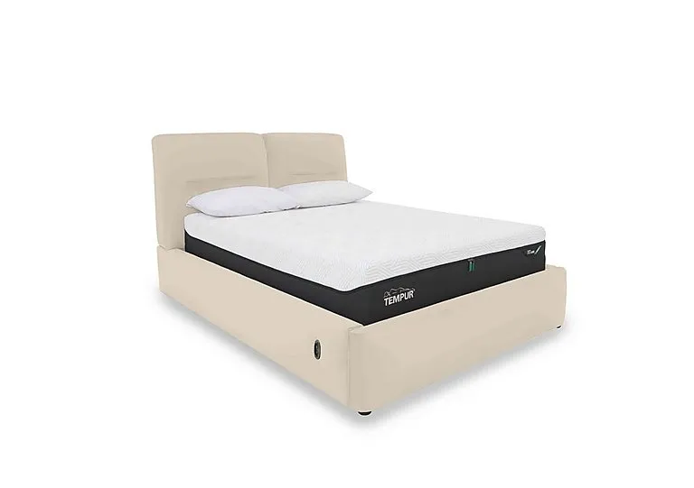 Stark Leather Electric Ottoman Bed Frame - King Size - BV Bisque