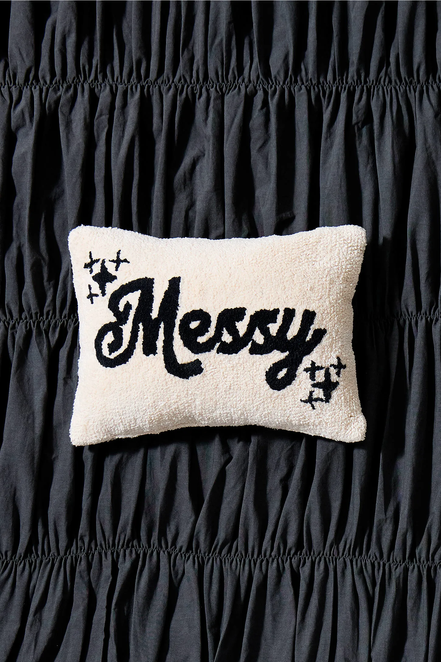 Messy Tufted Mini Cushion - Black/White 2