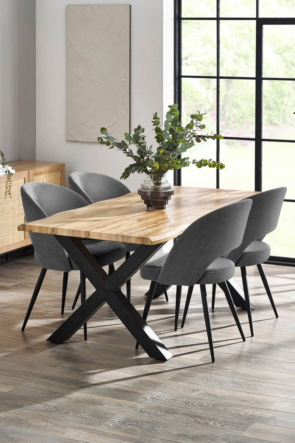 Julian Bowen Harvey Live Edge Rectangular 4-6 Seater Dining Table in Light Oak 2