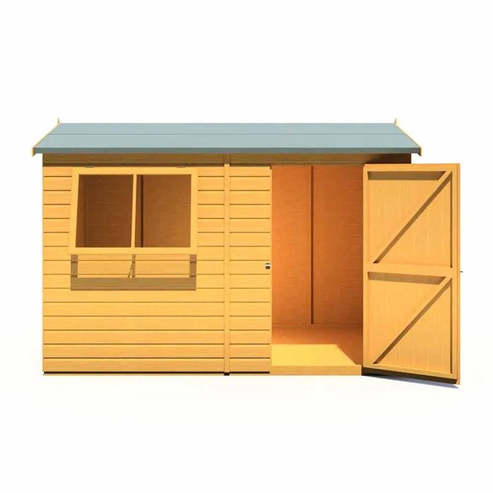 Shires Lewis 10 x 8 Feet Single Door Reverse Apex Style C Shed in Brown 4