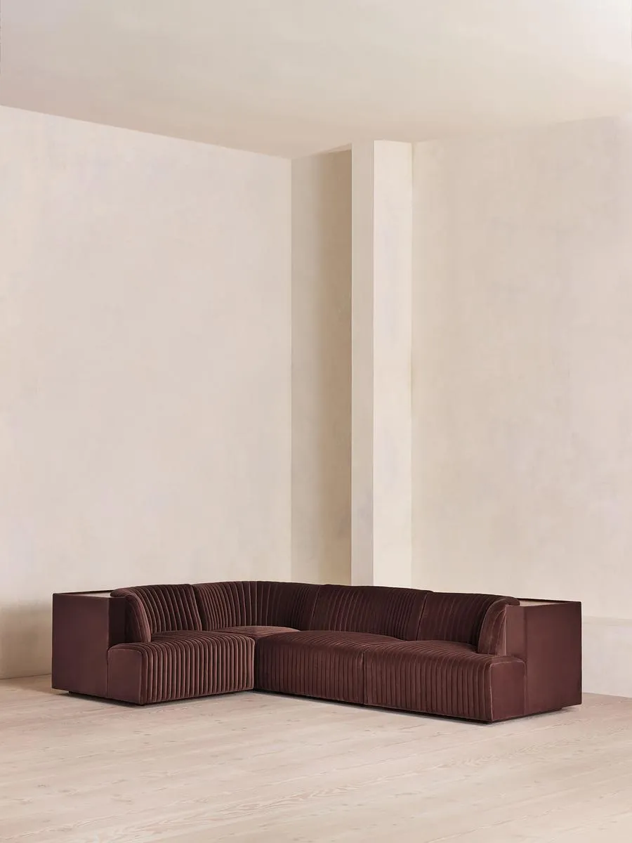 Hamish Modular Sofa, L-Shape Sofa, Velvet, Aubergine