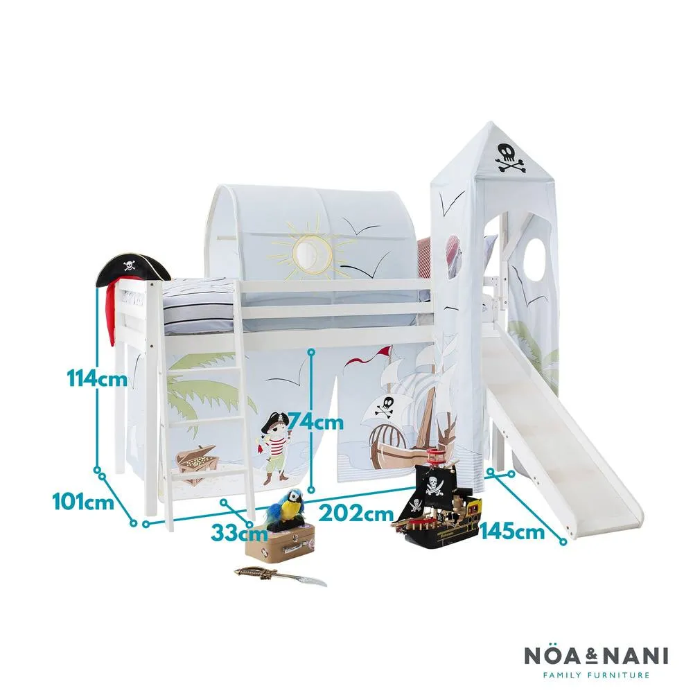 Nöa and Nani Moro Cabin Bed Midsleeper with Slide & Pirate Pete Package in White 4