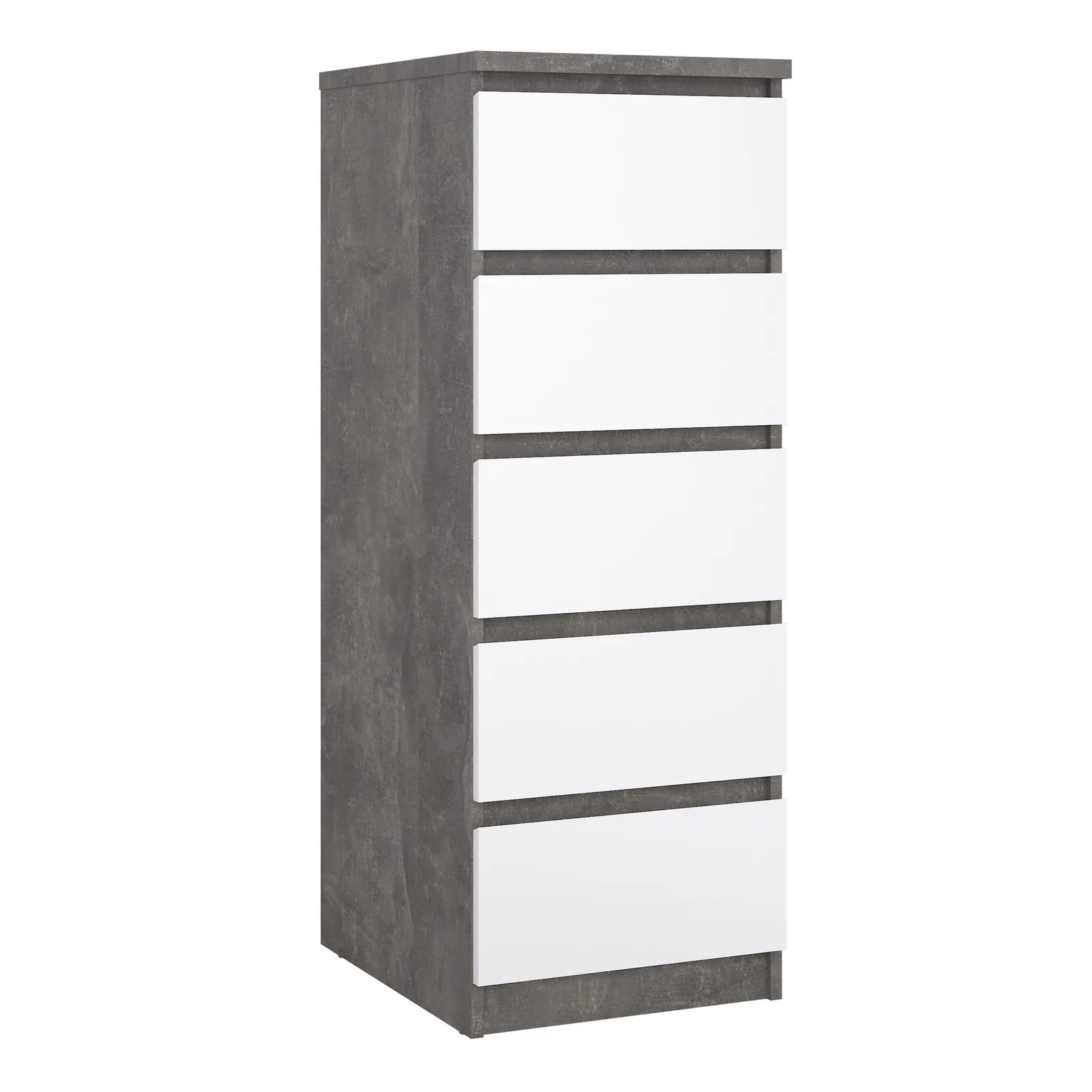 Furniture To Go Naia Narrow Chest of 5 Drawers in Grey 1