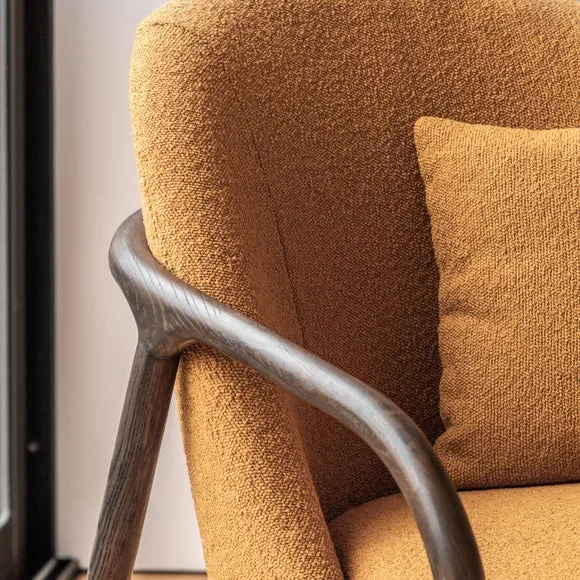 Aurora Fabric Wooden Arm Accent Chair 2