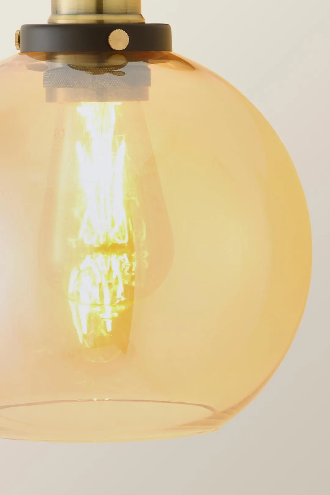 ValueLights Sheridan Industrial Amber Glass Bowl Gold Trim Black Wall Light with LED Bulb in Orange 4
