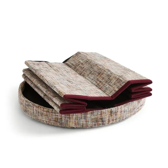 Multi Chenille Round Ottoman 4