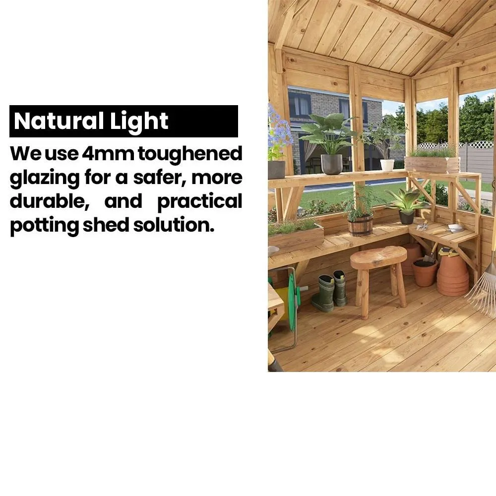Dunster House Wooden Potting Shed Apex Roof W8' x D8' (W2.4m x D2.4m) Overlord Modular in Brown 3