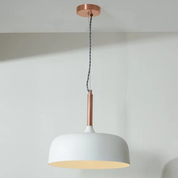 Matt Cream Domed Metal Pendant, Cream