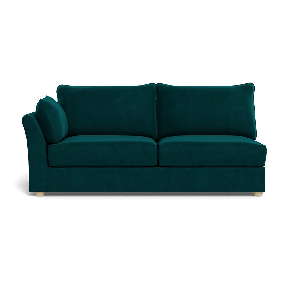 Heal's Tailor Large Left Hand Facing Corner Unit Smart Luxe Velvet Ocean Natural Feet 1