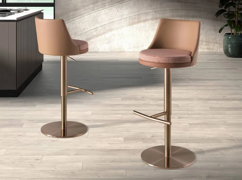 Angel Cerda Fabric Swivel Bar Stool with Leatherette Backrest in Brown 5