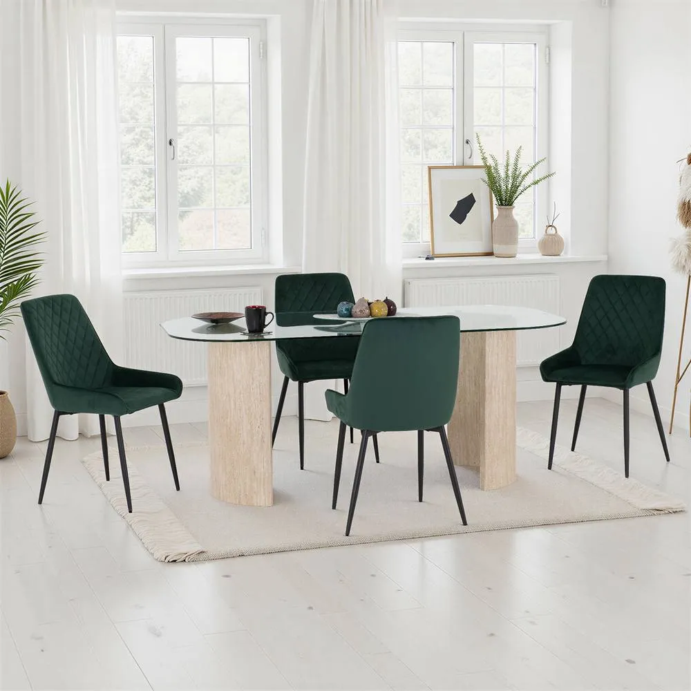 Seconique Modena Dining Set with Avery Chairs in Dark Green 1