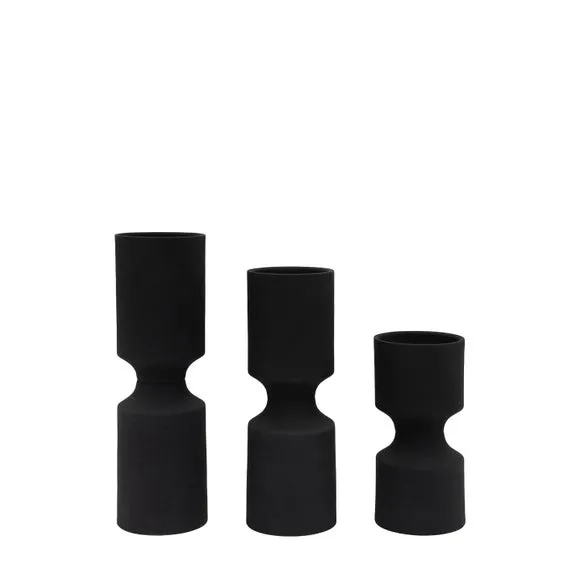 Set of 3 Damita Black Candlestick Holders