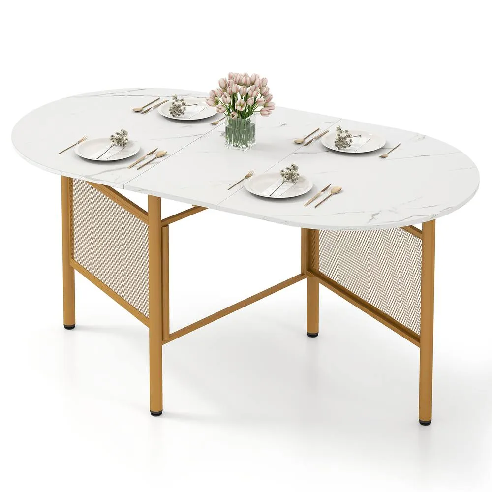 Costway Modern Writing Table 150 CM Folding Dining Table for 6-8 People in White 3