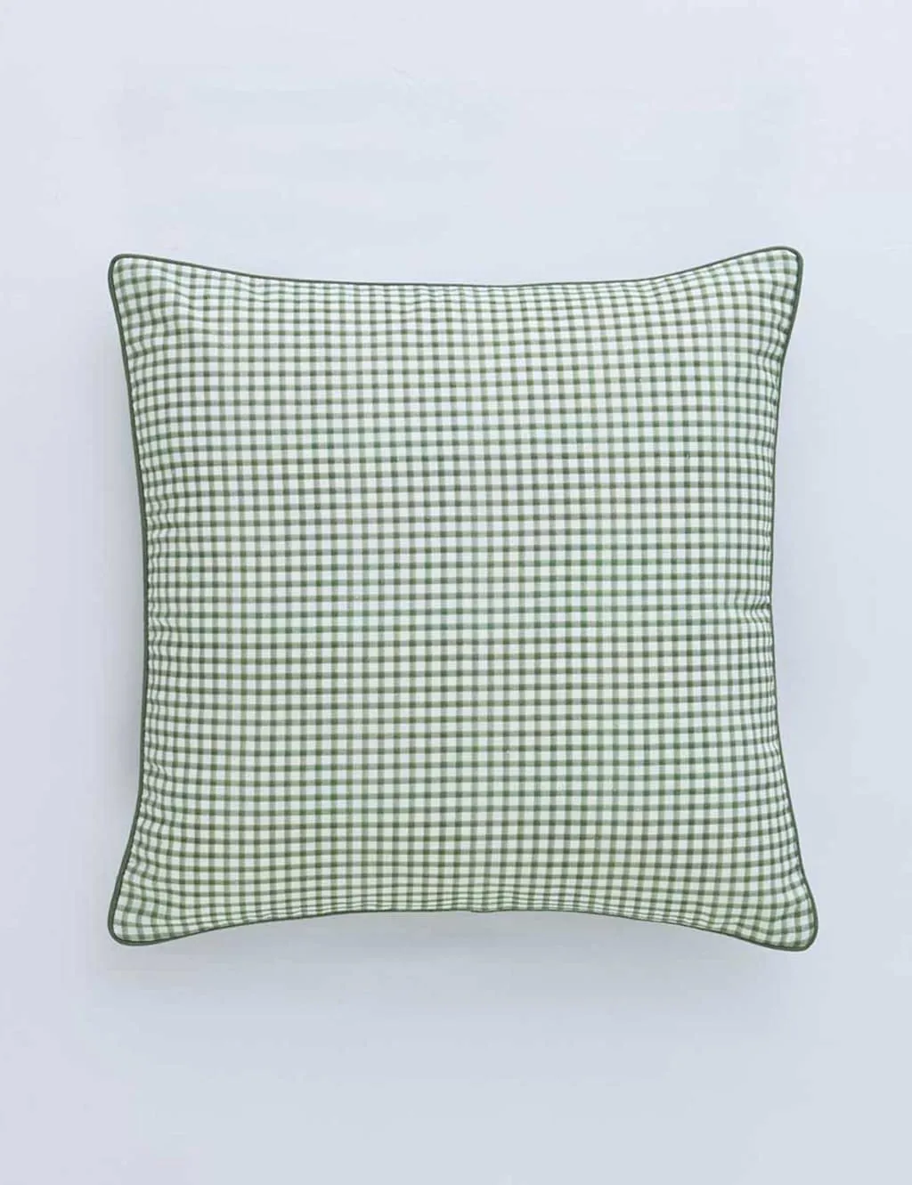 MM Linen Linen Mix Gingham Cushion Green Mix